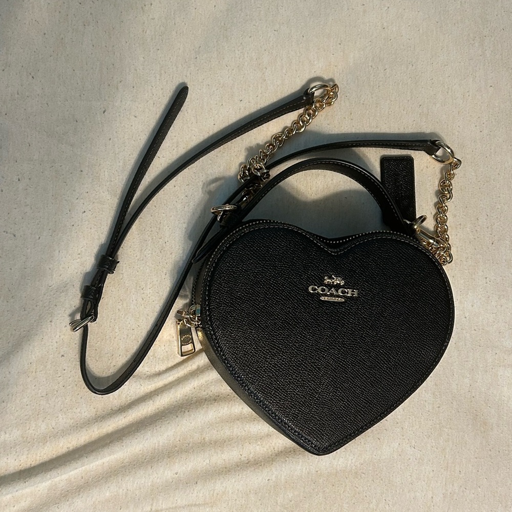 Coach Black Leather Crossbody Bag with Gold Hardware